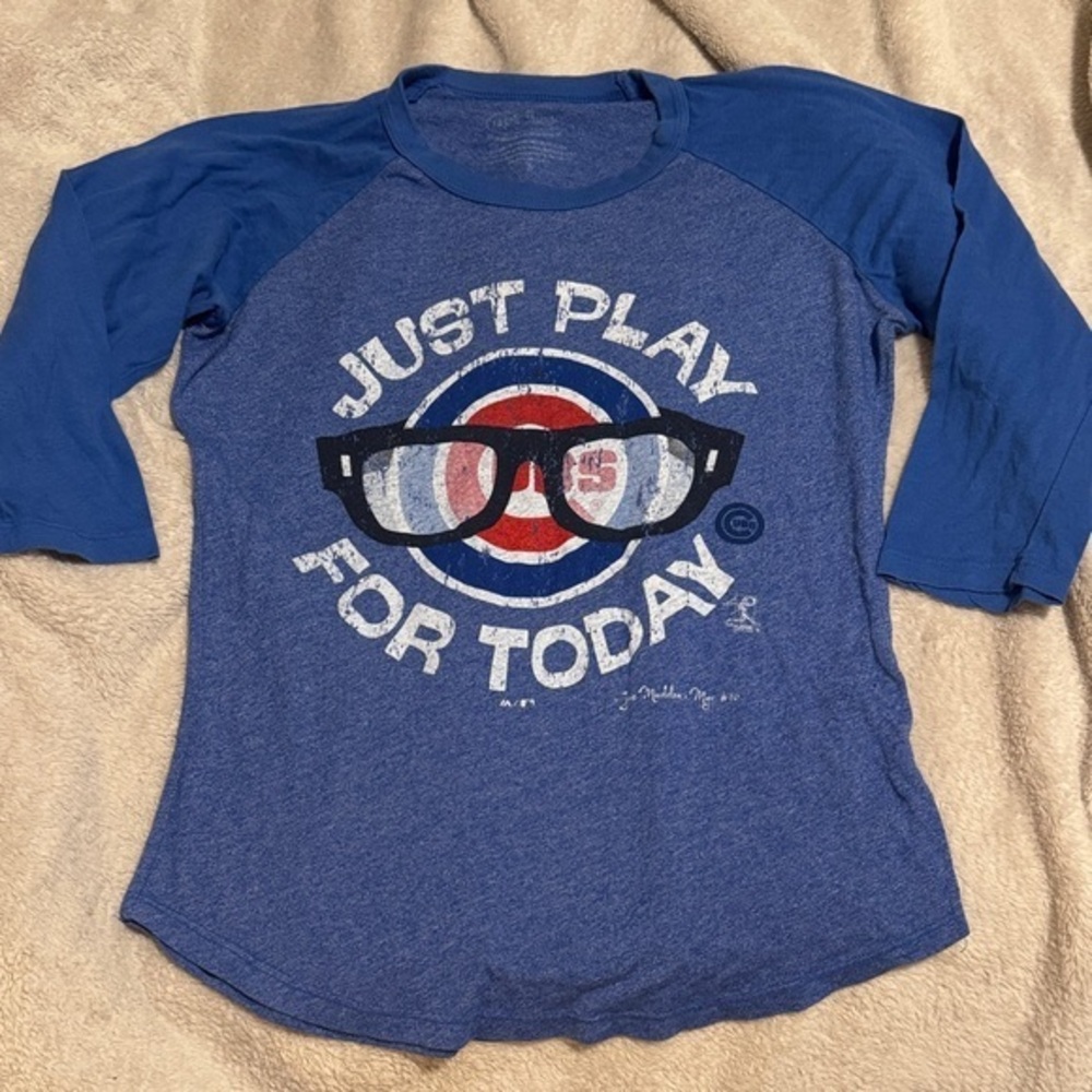 Chicago Cubs “Just Play for Today” 3/4 Sleeve Baseball Tee (S)